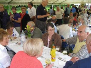 A group of Wensleydale Rotarians awaiting their turn to visit the buffet.